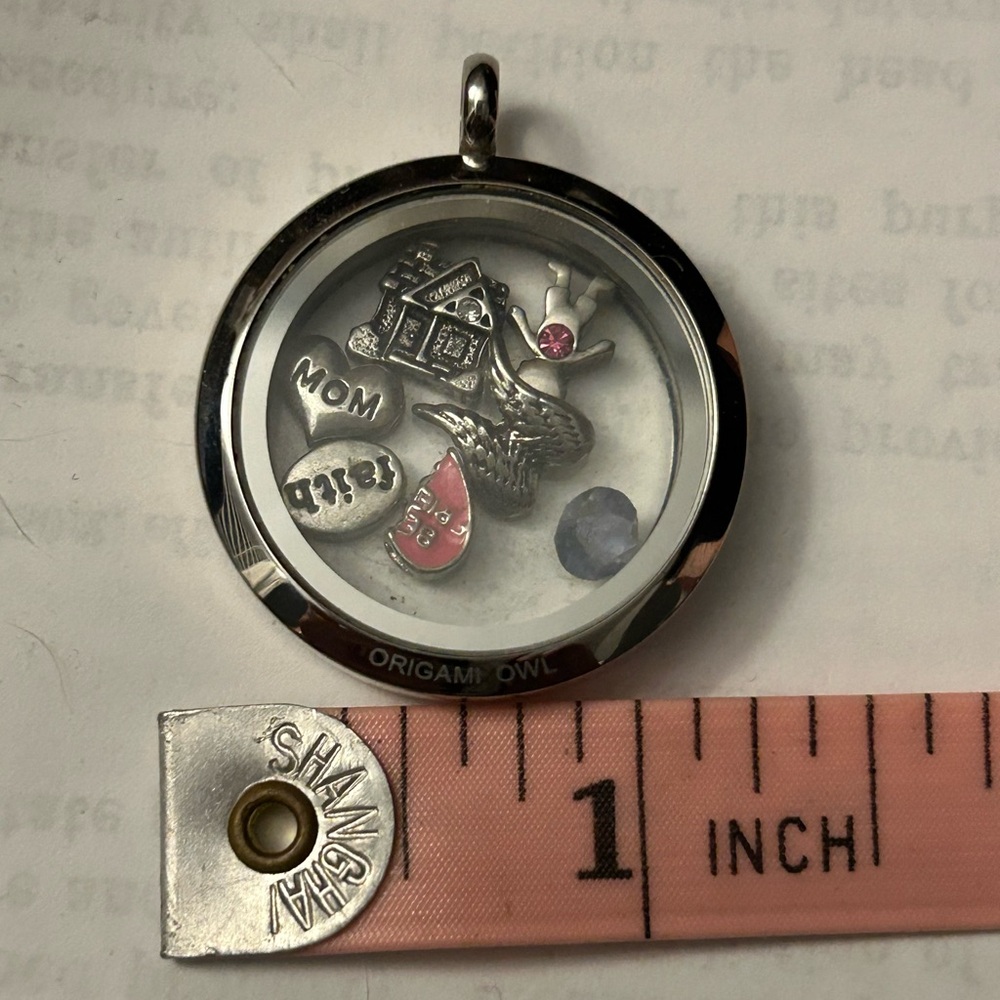 Origami Owl Silver Floating Locket Pendant with Charms - Picture 9 of 9